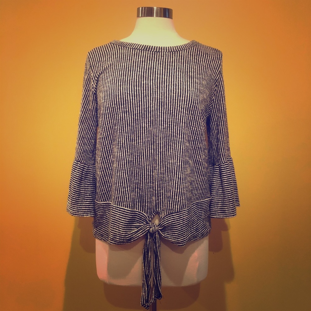 Striped bell sleeved blouse